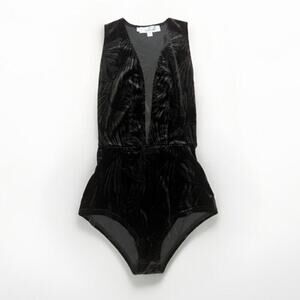 OH MY LOVE London Womens Sexy Plunge Velour Bodysuit Medium